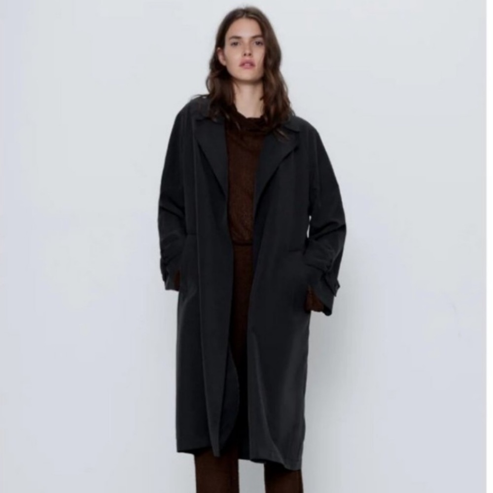 Zara Flowy Open Trench Coat NWT